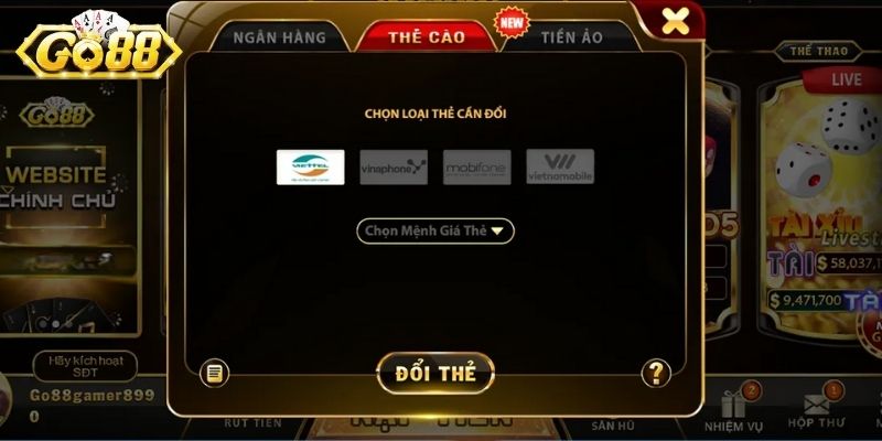 Nhận thưởng qua thẻ cào